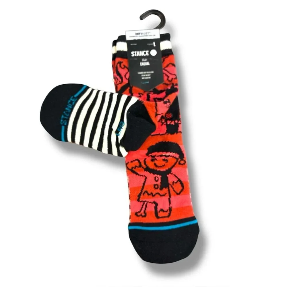 Stance Red and Black Graphic Crew Socks kids youth Large New